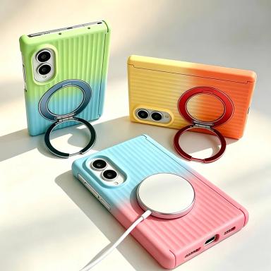 Liquid Color Gradient Corrugated Case For Samsung Z Fold 8 Fold8 Ultra Galaxy Z Fold 7 6 5 Magnetic Rotating Stand Cover