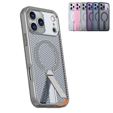 Breathable for Magsafe Stand Case for iPhone 17 Air 16 15 14 13 12 Pro Max 11 Plus 16E SE4 17Pro Magnetic Cooling Rugged Cover