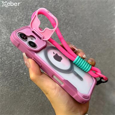 Wrist Strap Lanyard Camera Holder Stand For Magsafe Magnetic Case For iPhone 16 11 12 13 14 15 Pro Max Plus Hybrid Bumper Cover