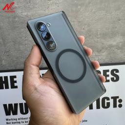 ZFold 7 Cases Business Translucent Magnetic Magsafe Phone Case for Samsung Galaxy Z Fold 5 6 7 Clear Hinge Protection Cover Bag