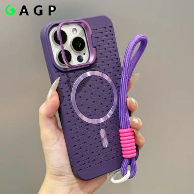 Wrist Strap 17 Pro Max Case for Magsafe Matte Magnetic Slim 17promax Case For iPhone 17 16 15 12 13 14 Pro Max Lanyard Cover