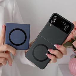 Plain Skin Magnetic Wireless Charging Magsafe Shockproof Case For Samsung Galaxy Z Flip3 Flip4 Flip5