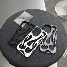 Flame Pattern Phone Case For iPhone 16 15 13 12 11 14 ProMax 15 Plus Fashion Cool Hollow Slim Shockproof Protective Soft Cover