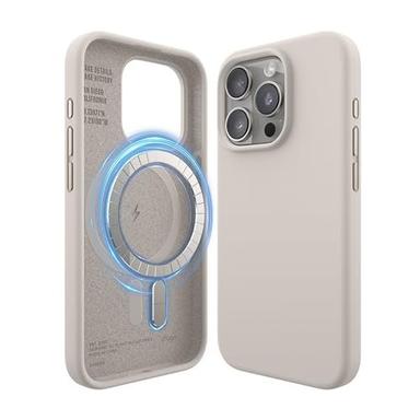 Gaffar India Magnetic Silicone Case Compatible With iPhone 15 Pro Case 6.1 Inch Compatible With All Magsafe Accessories-Built-In Magnets,Soft Grip Silicone,Shockproof [Stone],Off White