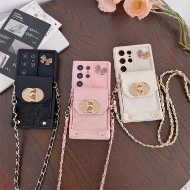 Solid Color Crossbody Wallet Case for Samsung Galaxy S24 S21 FE S25 Ultra S23 S22 Plus A06 A16 A56 A36 A54 A55 A35 A25 A15 Cover