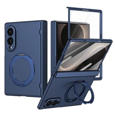 With Front Glass Screen Film Hinge Protection Case For Samsung Z Fold 8 Ultra 5 6 7 8 360° Rotating Magnetic Alloy Stand Cover