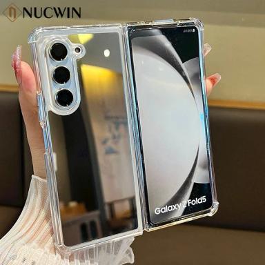 Girl Makeup Mirror Luxury Airbag Bumper Case for Samsung Galaxy Z Fold 7 6 5 4 3 Fold 7 Z Fold 6 5 Plating Mirror Cover Z Fold 7