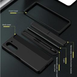2 in 1 Invisible Bracket Stand Holder Phone Case For Samsung Galaxy Z Fold 7 Fold6 5 4 3 Shockproof Full Protective Cover+Pen