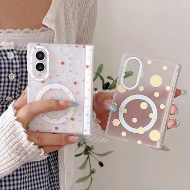 Korean Matte Color Polka Dot Magnetic Phone Case For Samsung Galaxy Z Fold 8 Ultra Z Fold8 ZFold8 Cover Cute Cases For Magsafe