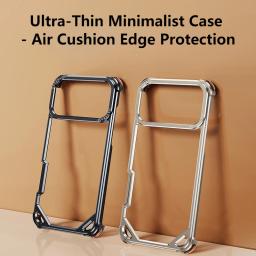 Oatsbasf Metal Frameless Phone Case for iPhone 17 Air/17 16 15 Pro/Pro Max Ultra-thin Magsafe Phone Case Air Cushion Shockproof