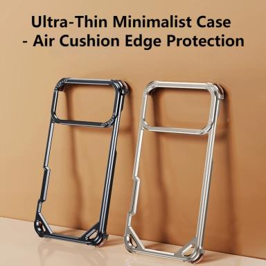 Oatsbasf Metal Frameless Phone Case for iPhone 17 Air/17 16 15 Pro/Pro Max Ultra-thin Magsafe Phone Case Air Cushion Shockproof