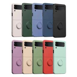 Liquid Silicone Phone Case For Samsung Galaxy Z Flip 4 Flip3 Flip4 Flip3 5G Ring Holder Stand Kickstand Shockproof Folding Cover