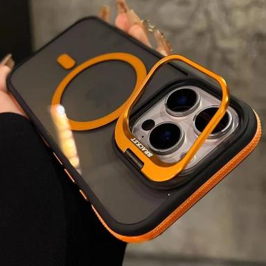 For Magsafe Wireless Charge Metal Lens Protection Stand Case For iPhone 17 16 15 14 13 12 11 Pro Max Plus Magnetic Bumper Cover