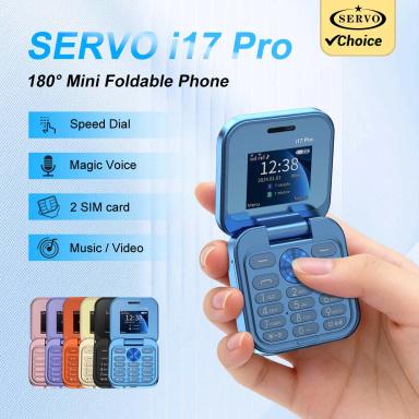 SERVO I17 PRO Mini Pocket Foldable Phone 1.77' Screen Dual SIM Standby Magic Voice Blacklist FM Radio Speed Dial Cellphone Torch