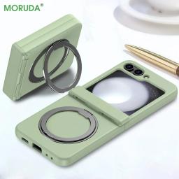 Z Flip6 360° Luxury Metal Magnetic Bracket Phone Case For Samsung Galaxy Z Flip 7 6 5 4 3 Flip7 Shockproof Hinge 2in1 Hard Cover