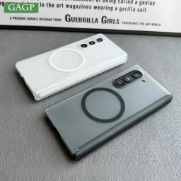 Slim Matte Hinge Protection Magsafe Case for Samsung Galaxy Z Fold 7 6 5 4 Fold7 Transparent Clear Black Magnet Phone Cover