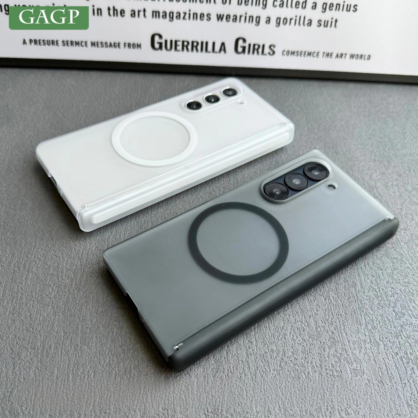 Slim Matte Hinge Protection Magsafe Case for Samsung Galaxy Z Fold 7 6 5 4 Fold7 Transparent Clear Black Magnet Phone Cover