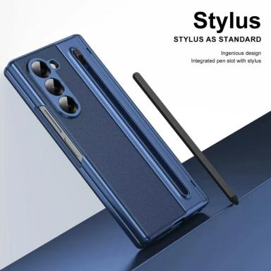 S Pen With Touch Pen Phone Case For Samsung Galaxy Z Fold 8 7 6 5 4 3 Hinge Protection & Built-in Screen Protector Leather Cover