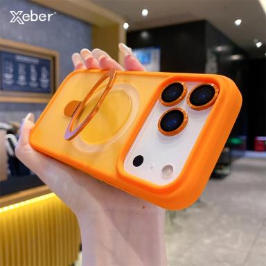 Luxury Magsafe Wireless Charging Case For iPhone 17 16 15 14 13 12 11 Pro Max Plus Magnetic Ring Bracket Camera Protection Cover
