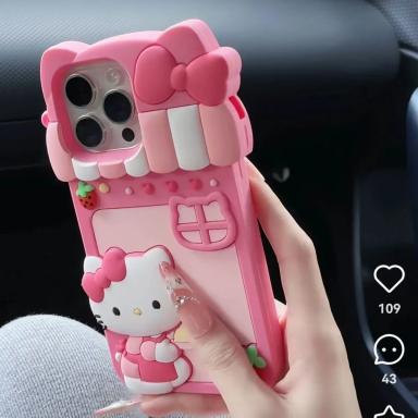 For iphone 16ProMax 16 15 14 13 12 Pro Max 3D Cartoon Strawberry House Phone Cases Gift for Girl Soft Anti-fall Silicone Cover