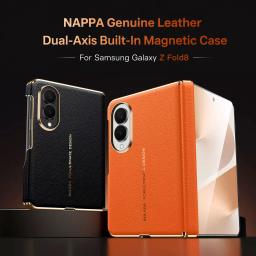 100% NAPPA Genuine Leather Magnetic Case For Samsung Galaxy Z Fold8 Fold 8 Wide Ultra With Magsafe Hinge Luxury Cowhide Cover