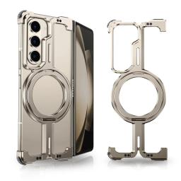 Eary for Samsung Galaxy Z Fold 6 5 Case with Magnetic Stand Magsafe Protective Cover Metals Frameless Bumper Wireless Charging