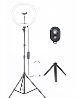 Osaka 14'' Professional Ring Light 15W With Stand & Table Tripod Lighting 2 Color Modes For Photo Video Shoot Live Stream Makeup Compatible With Iphone & Smartphone With Bluetooth For Android/Ios