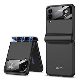 Ultra Thin Back Case/Cover For Galaxy Z Flip 4, Magnetic Hinge Protection And Inbuilt Glass Window Protection, Black