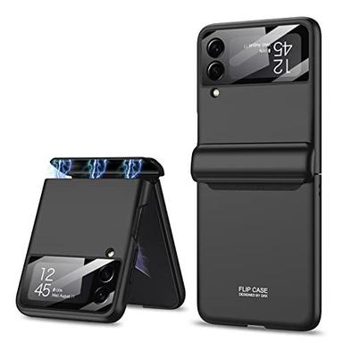 Ultra Thin Back Case/Cover For Galaxy Z Flip 4, Magnetic Hinge Protection And Inbuilt Glass Window Protection, Black