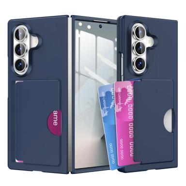 Matte Hard PC Card Slot Holder Shockproof Phone Case for Samsung Galaxy Z Fold 7 6 Fold7 Fold6 5G Folding Protective Back Cover