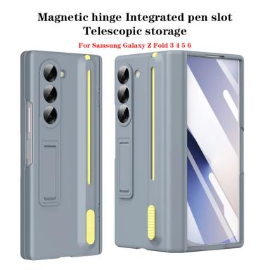 Magnetic Hinge Phone Case For Samsung Galaxy Z Fold 7 3 4 5 6 Screen Glass Protection Retractable Storage Pen Slot Holder Cover