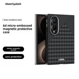 For Samsung Galaxy Z Fold 8 Wide Case Built-in Magnetic Checkered Texture Skin-friendly PU Leather Cover For Samsung Z Fold8