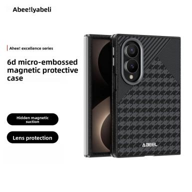 For Samsung Galaxy Z Fold 8 Wide Case Built-in Magnetic Checkered Texture Skin-friendly PU Leather Cover For Samsung Z Fold8