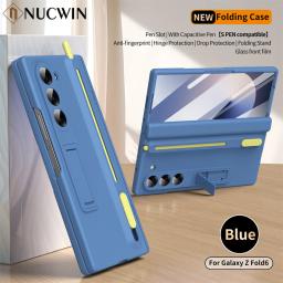 For Galaxy ZFold 7 6 Touch Pen And Telescopic Slot Case For Samsung Z Fold 7 6 5 4 3 Full Hinge Screen Protection Bracket Cover