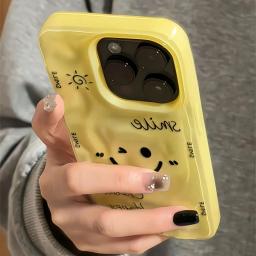 Funny Cartoon Smile Angry Face Shockproof Phone Case For iPhone 16 15 14 Plus 13 12 11 17 Pro Max 16e Folds Texture Soft Cover