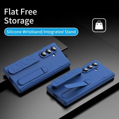 For Samsung Galaxy Z Fold 7 6 5 4 3 Original Phone Case Hinge Protective Cover With Stand Glass Film Z Fold6 Silicone Grip Case