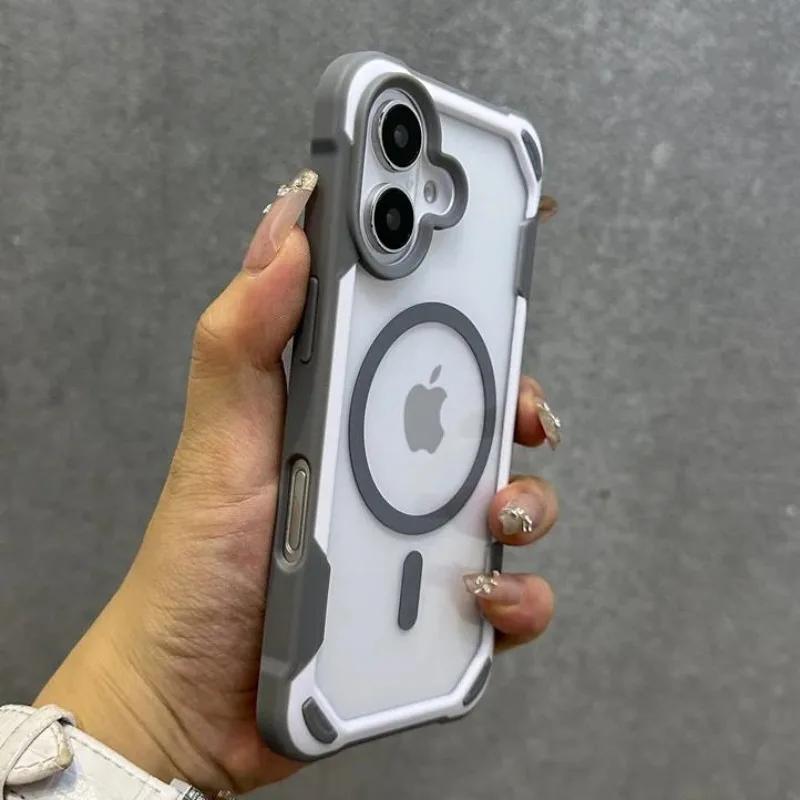 Hit Color Magnetic For Magesafe Wireless Charge Case For iPhone 17 Pro 16 13 14 12 15Pro Max Transparent Shockproof Bumper Cover