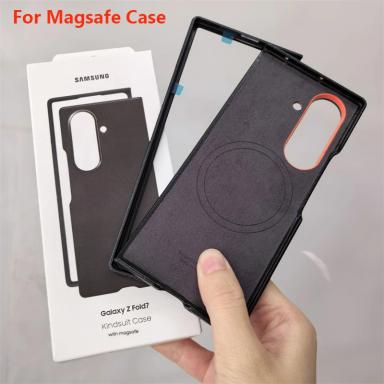 Original Leather Magnetic Case Samsung Galaxy Z Fold 7 5G For Magsafe Slim Phone Cover Fold7 Wireless Charge Back Protect Shell