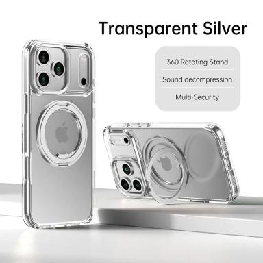 Metal Ring Stand Matte Magnetic Case for Magsafe iPhone 17Air 15 14 13 16 Pro Max Plus 15Pro with Lens Protector MagSafe Cover