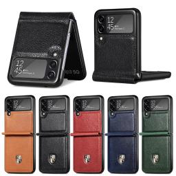 Genuine Leather Case for Samsung Galaxy Z Flip 4 3 5G Flip4 Cover Full Hingle Camera Protector Hard Bumper Folding Shell Fundas