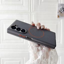 For MagSafe Magnetic Phone Case for Samsung Galaxy Z Fold 7 6 5 Fold7 Fold6 Fold5 5G PU Leather Shockproof Hard Protective Cover