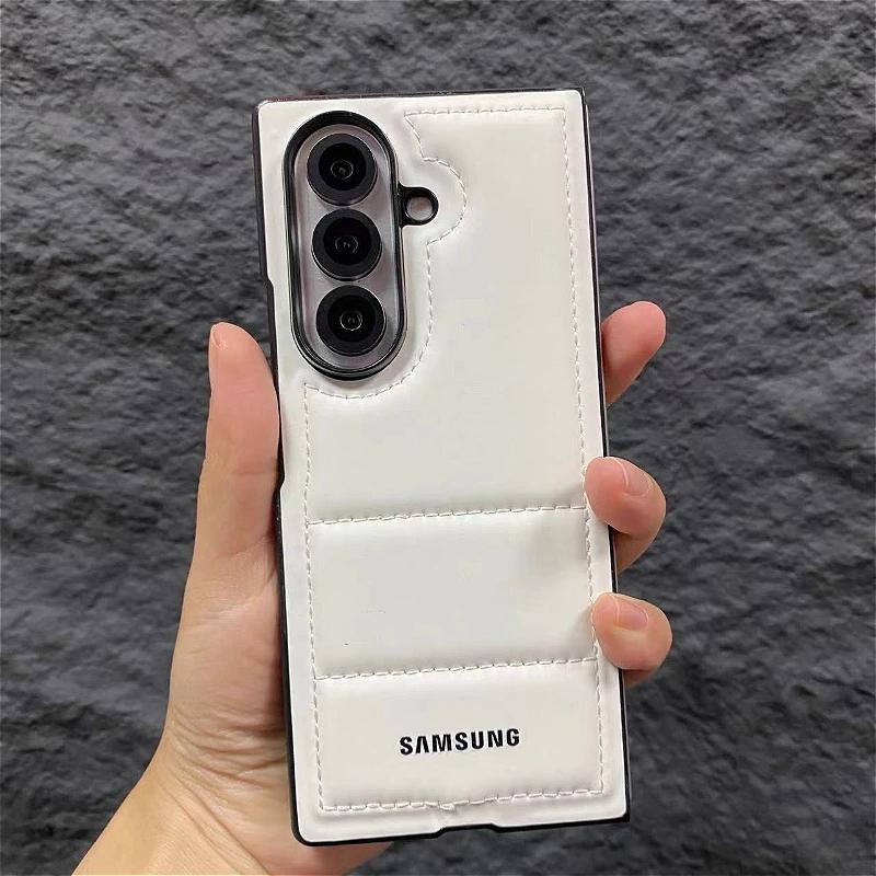 Luxury Down Jacket Phone Case For Samsung Galaxy Z Fold 7 6 5 5G ZFold7 Fold6 2-piece Set Soft Shockproof Protection Cover Funda