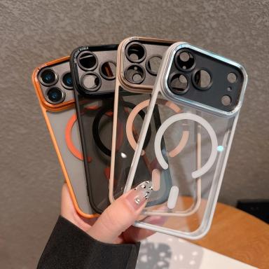 Clear Acrylic For Magsafe Magnetic Phone Case For iPhone 17 Air 16 15 14 13 12 11 Plus Pro Max Metal Frame Wireless Charge Cover