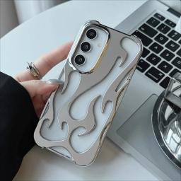 New 3D Flame pattern Case For Samsung Galaxy S25 S24 S22 S23 Ultra Plus A16 A06 A55 Fashion Hollow Slim Shockproof soft Cover