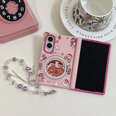 Funny Crayon Shin-chan Magnetic Phone Case for Samsung Galaxy Z Fold 8 Fold 8Cover With Magsafe Stand Chain Case Shockproof Cove