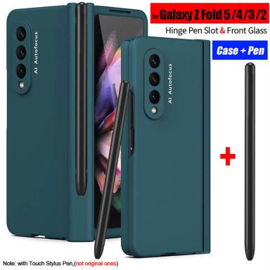 with Touch Pen For Samsung Galaxy Z Fold 7 6 SE 5 5G Case Hinge Pen Slot Front Screen Glass Protect Capa Z Fold 2 3 4 Cover