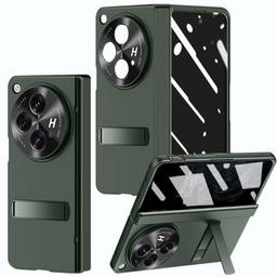 for OnePlus Open Case with Privacy Screen Protector, All-Inclusive Phone Case with Hinge Protection Screen Protector Scratch-Resistant Kickstand Hard PC Protective Cover for OnePlus Open Green