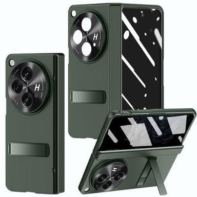 for OnePlus Open Case with Privacy Screen Protector, All-Inclusive Phone Case with Hinge Protection Screen Protector Scratch-Resistant Kickstand Hard PC Protective Cover for OnePlus Open Green