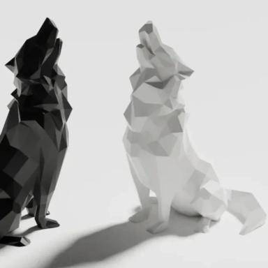 Poly Geometric Wolf Figurine Minimalist Resin Animal Decor Home Office Desktop Ornament Roaring of Hungry Wolves Idear Gift