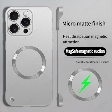 Ultra Thin PC Frameless Magnetic Case For iPhone 16 14 12 13 15 17 Pro Max 15 16 Plus 17 Air For Magsafe Metal Matte Phone Cover